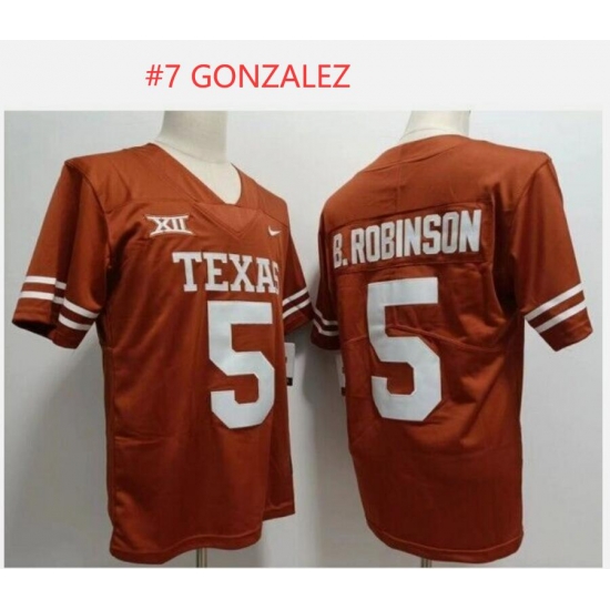 Men Texas Longhorns #7 Gonzales Orange Stitched Jersey Men Texas Longhorns #7 Gonzales Orange Stitched Jersey