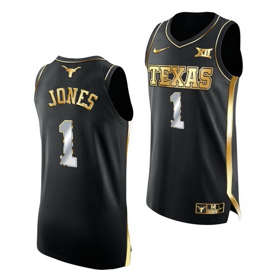 Texas Longhorns Andrew Jones 2021 March Madness Golden Authentic Black Jersey Texas Longhorns Andrew Jones 2021 March Madness Golden Authentic Black Jersey