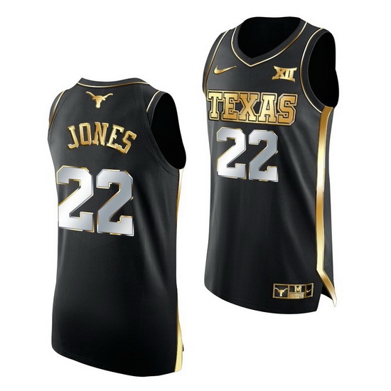 Texas Longhorns Kai Jones 2021 March Madness Golden Authentic Black Jersey Texas Longhorns Kai Jones 2021 March Madness Golden Authentic Black Jersey