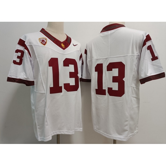 Men's Nike USC Trojans Caleb Williams #13 2023 F U S E Stitched White Football Jersey Men's Nike USC Trojans Caleb Williams #13 2023 F U S E Stitched White Football Jersey