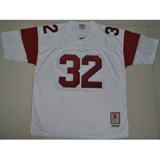 Trojans #32 O.J. Simpson White Embroidered NCAA Jersey Trojans #32 O.J. Simpson White Embroidered NCAA Jersey