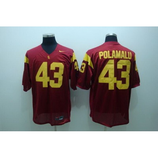 Trojans #43 Troy Polamalu Red Embroidered NCAA Jersey Trojans #43 Troy Polamalu Red Embroidered NCAA Jersey