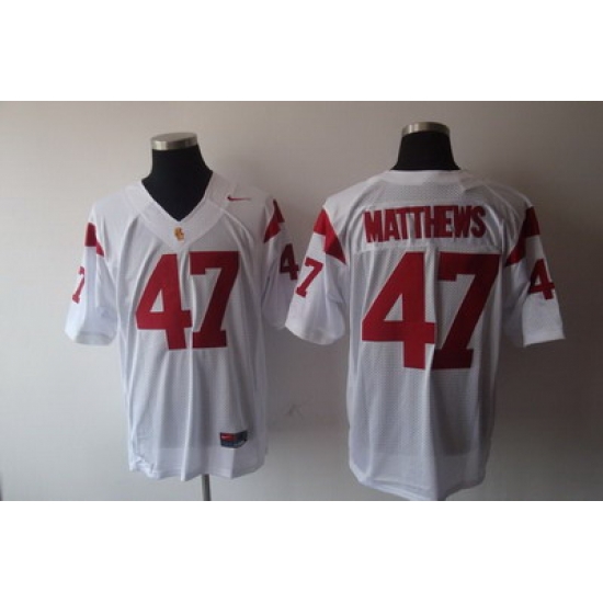Trojans #47 White Embroidered NCAA Jersey Trojans #47 White Embroidered NCAA Jersey