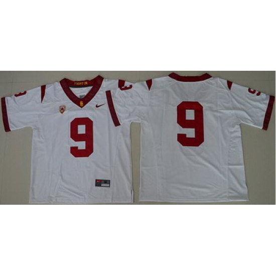 Trojans #9 JuJu Smith Schuster White PAC 12 C Patch Stitched NCAA Jersey Trojans #9 JuJu Smith Schuster White PAC 12 C Patch Stitched NCAA Jersey