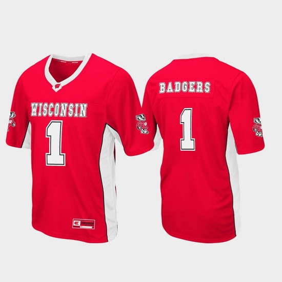 Men Wisconsin Badgers 1 Red Max Power Football Jersey Men Wisconsin Badgers 1 Red Max Power Football Jersey
