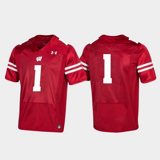 Men Wisconsin Badgers 1 Red Replica College Football Jersey Men Wisconsin Badgers 1 Red Replica College Football Jersey