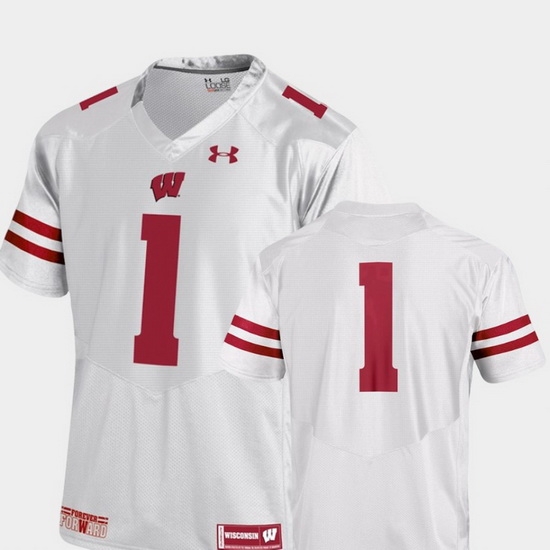 Men Wisconsin Badgers 1 White College Football Premier Jersey Men Wisconsin Badgers 1 White College Football Premier Jersey