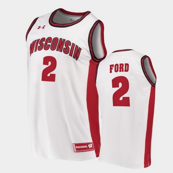 Men Wisconsin Badgers Aleem Ford Replica White College Basketball Jersey Men Wisconsin Badgers Aleem Ford Replica White College Basketball Jersey