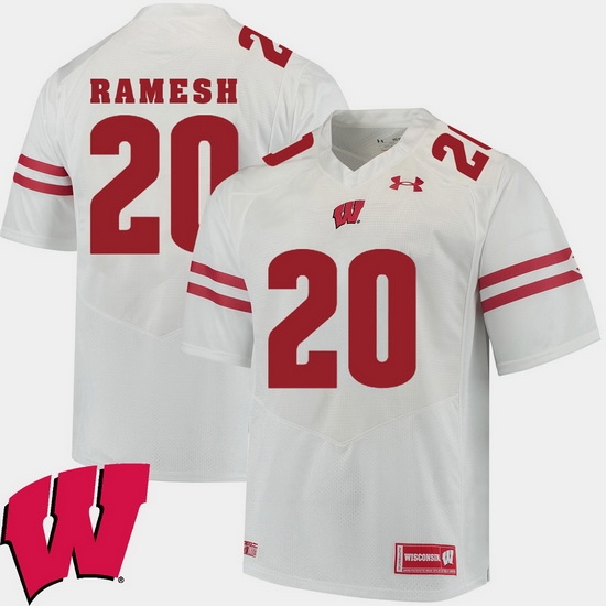 Men Wisconsin Badgers Austin Ramesh White Alumni Football Game Ncaa 2018 Jersey Men Wisconsin Badgers Austin Ramesh White Alumni Football Game Ncaa 2018 Jersey