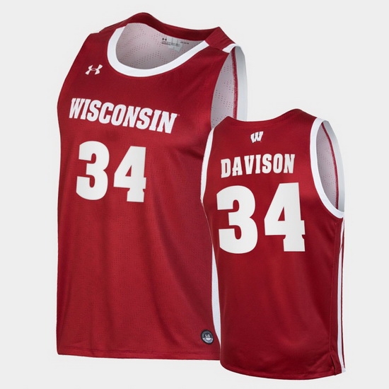 Men Wisconsin Badgers Brad Davison Replica Red College Basketball Jersey Men Wisconsin Badgers Brad Davison Replica Red College Basketball Jersey