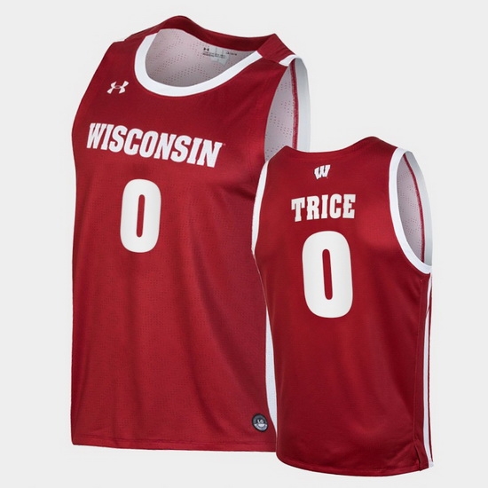 Men Wisconsin Badgers D'Mitrik Trice Replica Red College Basketball Jersey Men Wisconsin Badgers D'Mitrik Trice Replica Red College Basketball Jersey