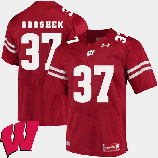 Men Wisconsin Badgers Garrett Groshek Red Alumni Football Game Ncaa 2018 Jersey Men Wisconsin Badgers Garrett Groshek Red Alumni Football Game Ncaa 2018 Jersey