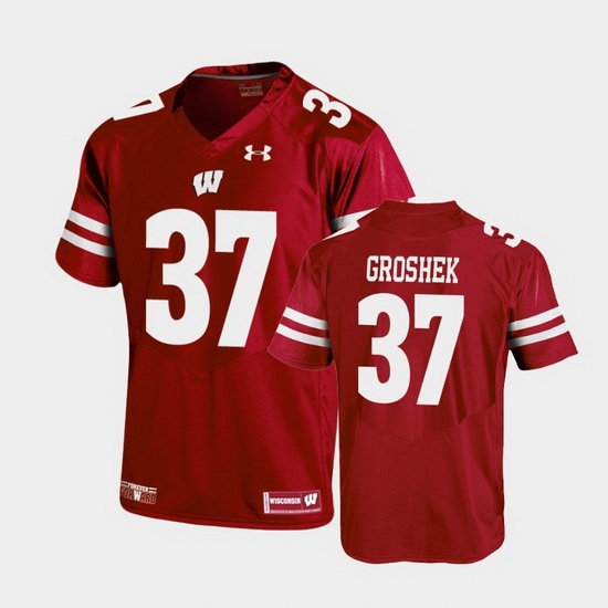 Men Wisconsin Badgers Garrett Groshek Replica Red Football Jersey Men Wisconsin Badgers Garrett Groshek Replica Red Football Jersey