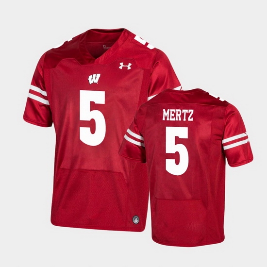 Men Wisconsin Badgers Graham Mertz Premier Red Football Jersey Men Wisconsin Badgers Graham Mertz Premier Red Football Jersey
