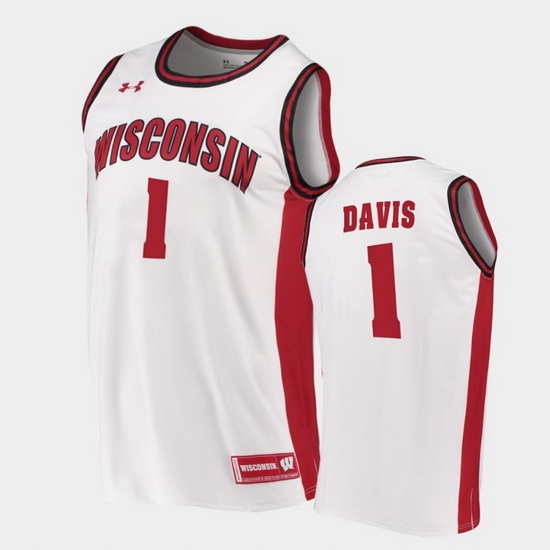 Men Wisconsin Badgers Jonathan Davis Replica White College Basketball Jersey Men Wisconsin Badgers Jonathan Davis Replica White College Basketball Jersey