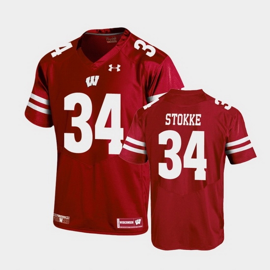 Men Wisconsin Badgers Mason Stokke Replica Red Football Jersey Men Wisconsin Badgers Mason Stokke Replica Red Football Jersey