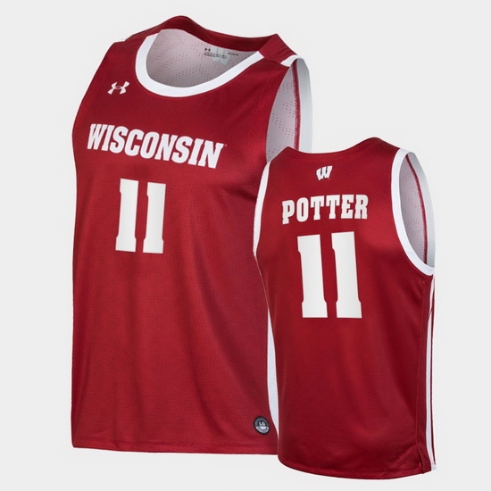 Men Wisconsin Badgers Micah Potter Replica Red College Basketball Jersey Men Wisconsin Badgers Micah Potter Replica Red College Basketball Jersey
