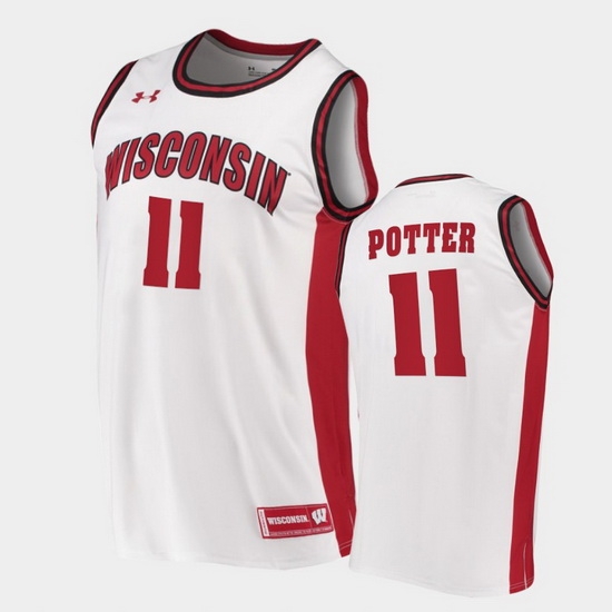 Men Wisconsin Badgers Micah Potter Replica White College Basketball Jersey Men Wisconsin Badgers Micah Potter Replica White College Basketball Jersey
