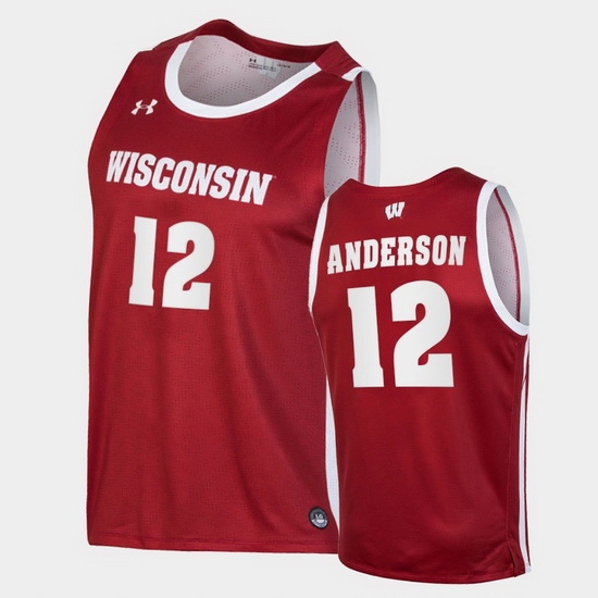 Men Wisconsin Badgers Trevor Anderson Replica Red College Basketball Jersey Men Wisconsin Badgers Trevor Anderson Replica Red College Basketball Jersey