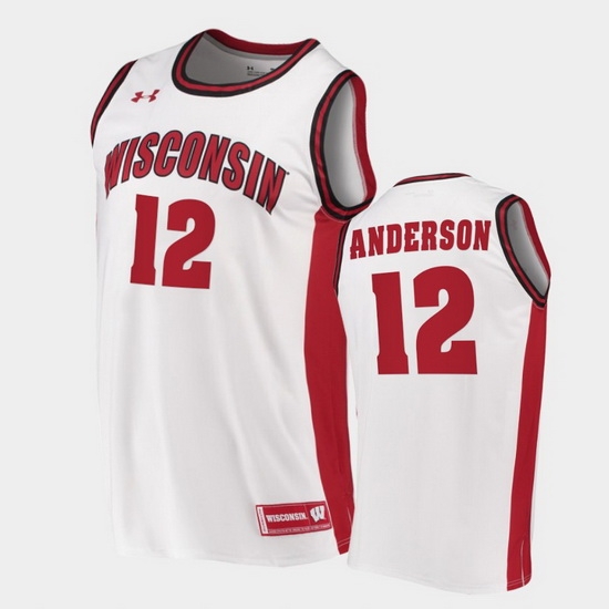 Men Wisconsin Badgers Trevor Anderson Replica White College Basketball Jersey Men Wisconsin Badgers Trevor Anderson Replica White College Basketball Jersey
