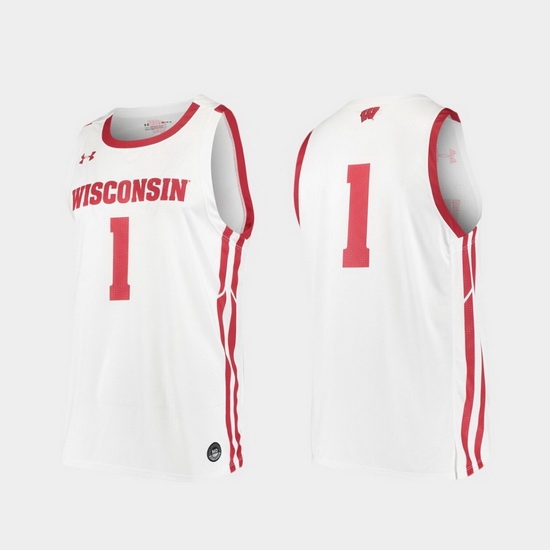 Men Wisconsin Badgers White Replica College Basketball Under Armour Jersey Men Wisconsin Badgers White Replica College Basketball Under Armour Jersey