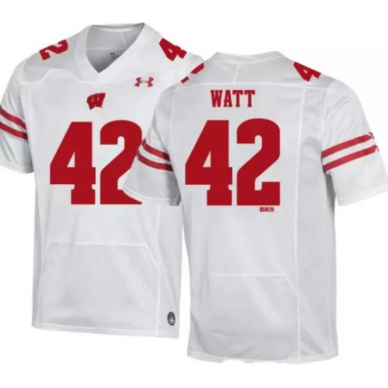 Men Wisconsin TJ Watt white jersey Men Wisconsin TJ Watt white jersey