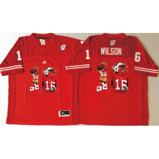 Wisconsin Badgers 16 Russell Wilson Red Portrait Number College Jersey Wisconsin Badgers 16 Russell Wilson Red Portrait Number College Jersey