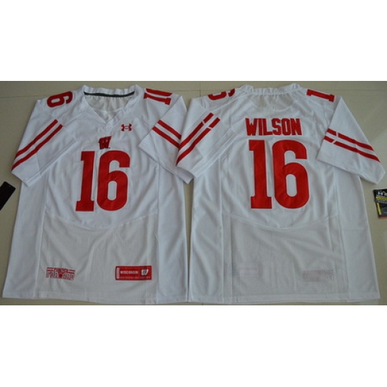Wisconsin Badgers 16 Russell Wilson White College Jersey Wisconsin Badgers 16 Russell Wilson White College Jersey