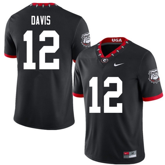 2020 Men #12 Rian Davis Georgia Bulldogs Mascot 100th Anniversary College Football Jerseys Sale-Blac 2020 Men #12 Rian Davis Georgia Bulldogs Mascot 100th Anniversary College Football Jerseys Sale-Blac