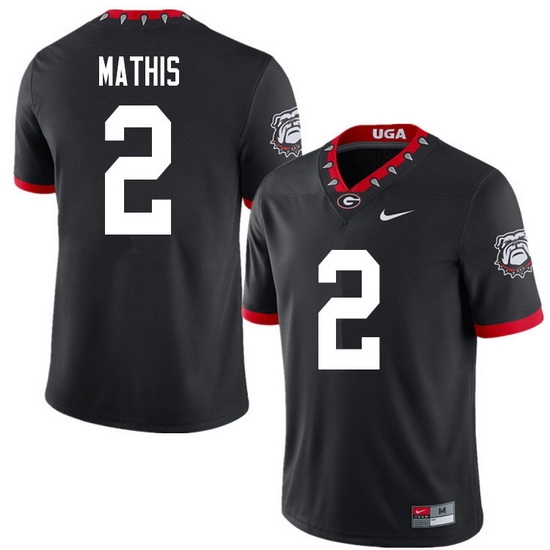 2020 Men #2 D'Wan Mathis Georgia Bulldogs Mascot 100th Anniversary College Football Jerseys Sale-Bla 2020 Men #2 D'Wan Mathis Georgia Bulldogs Mascot 100th Anniversary College Football Jerseys Sale-Bla