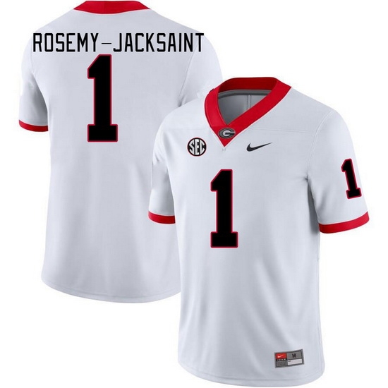 Men #1 Marcus Rosemy-Jacksaint Georgia Bulldogs College Football Jerseys Stitched-White Men #1 Marcus Rosemy-Jacksaint Georgia Bulldogs College Football Jerseys Stitched-White