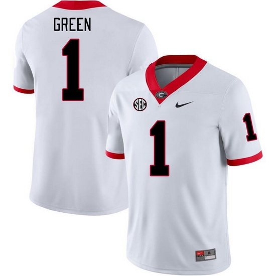 Men #1 Nyland Green Georgia Bulldogs College Football Jerseys Stitched-White Men #1 Nyland Green Georgia Bulldogs College Football Jerseys Stitched-White