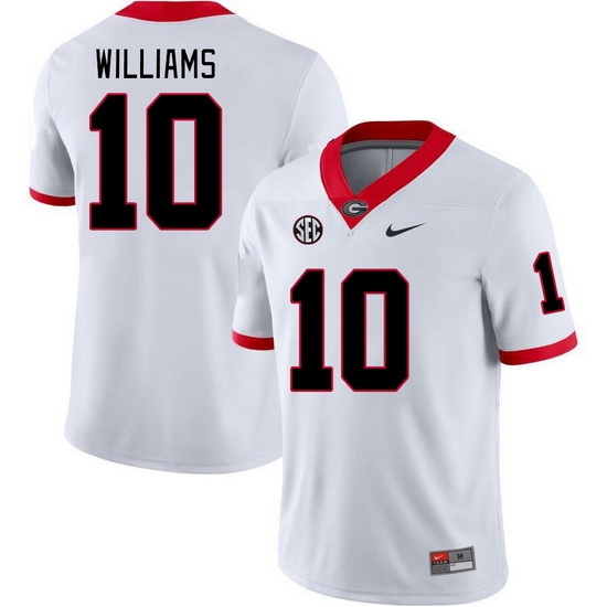 Men #10 Tyler Williams Georgia Bulldogs College Football Jerseys Stitched-White Men #10 Tyler Williams Georgia Bulldogs College Football Jerseys Stitched-White