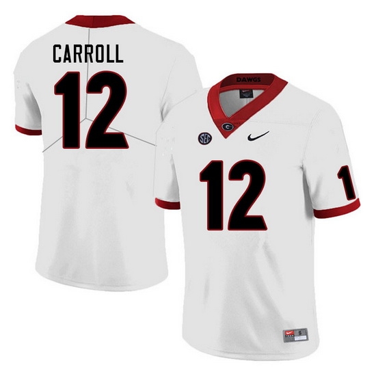 Men #12 Lovasea Carroll Georgia Bulldogs College Football Jerseys Sale-White Men #12 Lovasea Carroll Georgia Bulldogs College Football Jerseys Sale-White