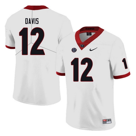 Men #12 Rian Davis Georgia Bulldogs College Football Jerseys Sale-white Men #12 Rian Davis Georgia Bulldogs College Football Jerseys Sale-white
