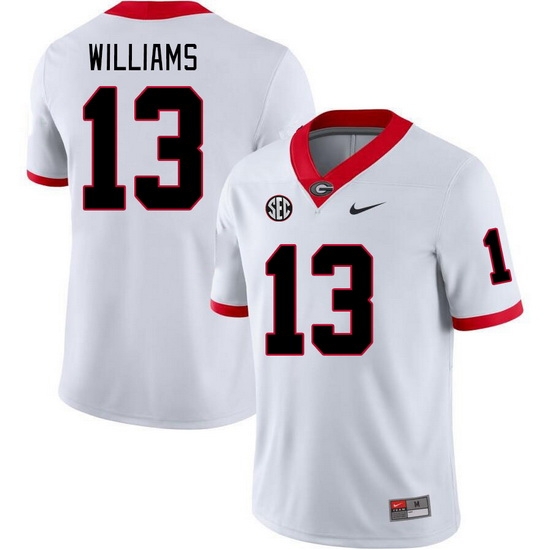 Men #13 Mykel Williams Georgia Bulldogs College Football Jerseys Stitched-White Men #13 Mykel Williams Georgia Bulldogs College Football Jerseys Stitched-White