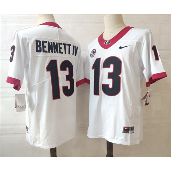 Men #13 Stetson BENNETT IV Georgia Bulldogs College Football Jerseys Sale-white Men #13 Stetson BENNETT IV Georgia Bulldogs College Football Jerseys Sale-white
