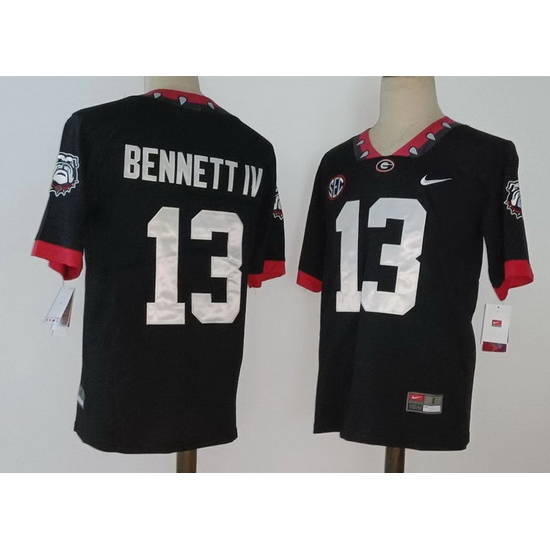 Men #13 Stetson BENNETT IV Georgia Bulldogs Mascot 100th Anniversary College Football Jerseys Black Men #13 Stetson BENNETT IV Georgia Bulldogs Mascot 100th Anniversary College Football Jerseys Black