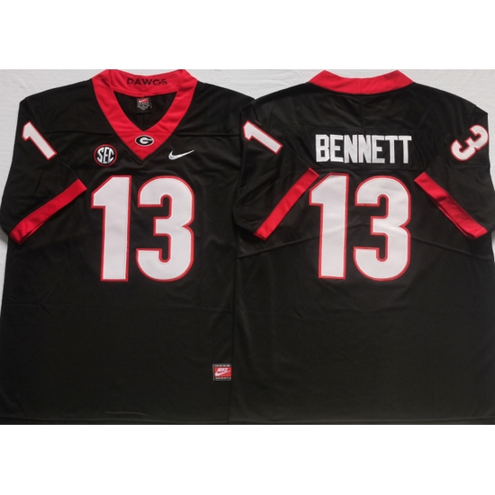 Men #13 Stetson Bennett Georgia Bulldogs College Football Jerseys Sale-Black Men #13 Stetson Bennett Georgia Bulldogs College Football Jerseys Sale-Black