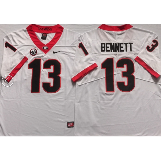 Men #13 Stetson Bennett Georgia Bulldogs College Football Jerseys Sale-white Men #13 Stetson Bennett Georgia Bulldogs College Football Jerseys Sale-white