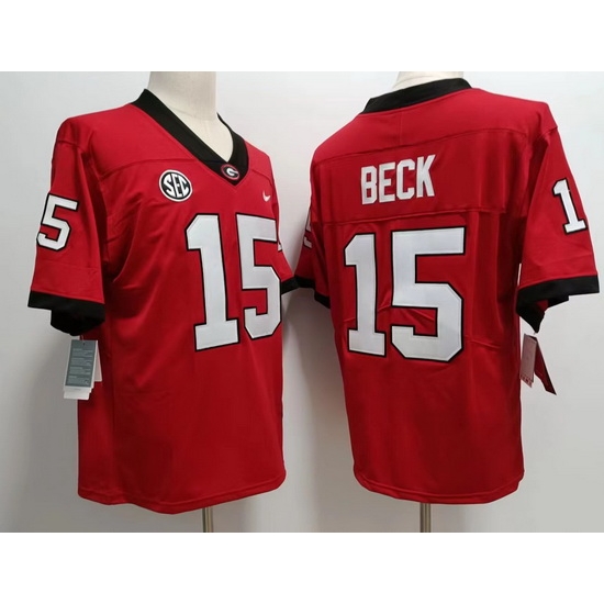 Men #15 Carson Beck Georgia Bulldogs College Football Jerseys Stitched-Red Men #15 Carson Beck Georgia Bulldogs College Football Jerseys Stitched-Red