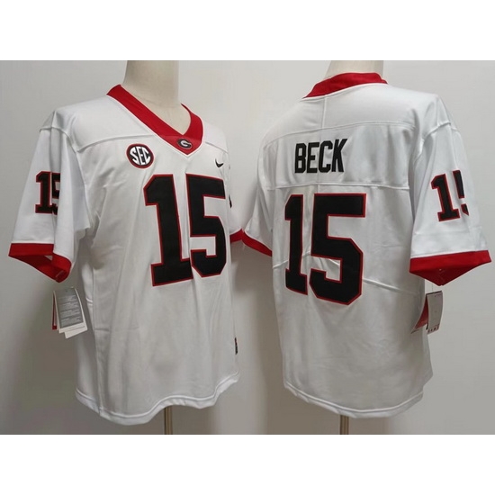 Men #15 Carson Beck Georgia Bulldogs College Football Jerseys Stitched-White Men #15 Carson Beck Georgia Bulldogs College Football Jerseys Stitched-White