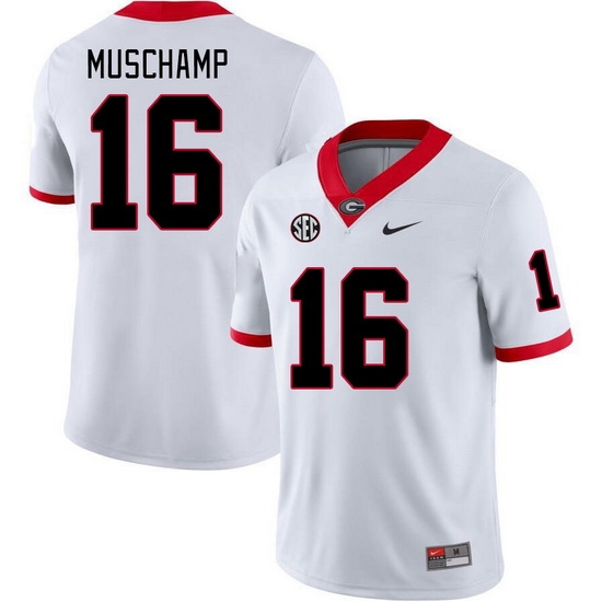 Men #16 Jackson Muschamp Georgia Bulldogs College Football Jerseys Stitched-White Men #16 Jackson Muschamp Georgia Bulldogs College Football Jerseys Stitched-White