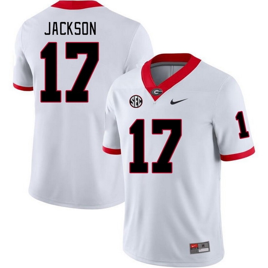 Men #17 Dan Jackson Georgia Bulldogs College Football Jerseys Stitched-White Men #17 Dan Jackson Georgia Bulldogs College Football Jerseys Stitched-White