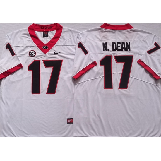 Men #17 Nakobe Dean Georgia Bulldogs College Football Jerseys Sale-white Men #17 Nakobe Dean Georgia Bulldogs College Football Jerseys Sale-white