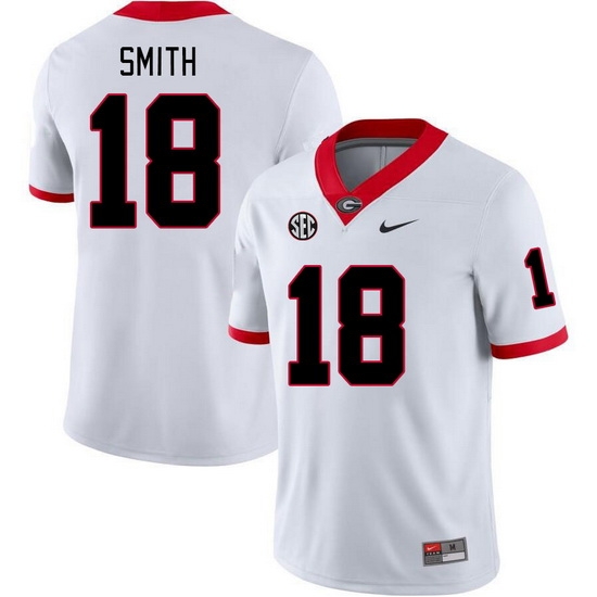 Men #18 C.J. Smith Georgia Bulldogs College Football Jerseys Stitched-White Men #18 C.J. Smith Georgia Bulldogs College Football Jerseys Stitched-White