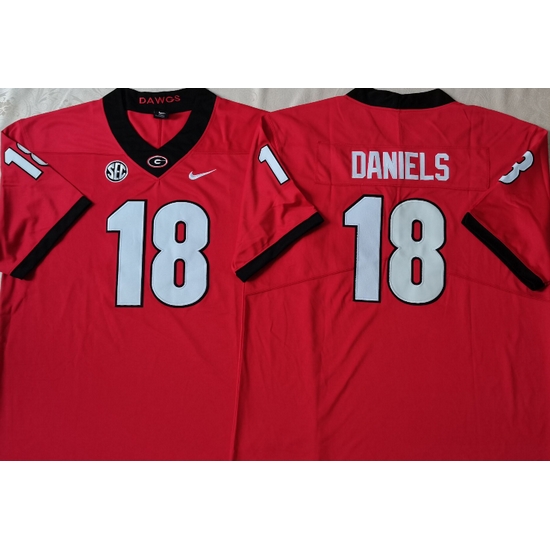 Men #18 JT Daniels Georgia Bulldogs College Football Jerseys Sale-Red Men #18 JT Daniels Georgia Bulldogs College Football Jerseys Sale-Red