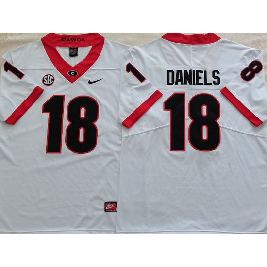 Men #18 JT Daniels Georgia Bulldogs College Football Jerseys Sale-White Men #18 JT Daniels Georgia Bulldogs College Football Jerseys Sale-White