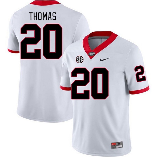 Men #20 JaCorey Thomas Georgia Bulldogs College Football Jerseys Stitched-White Men #20 JaCorey Thomas Georgia Bulldogs College Football Jerseys Stitched-White