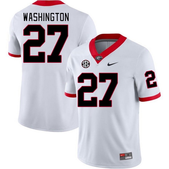 Men #27 C.J. Washington Georgia Bulldogs College Football Jerseys Stitched-White Men #27 C.J. Washington Georgia Bulldogs College Football Jerseys Stitched-White